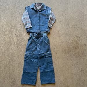Toddlers Vintage Christian Dior Juenes Blue Pink 3-Piece Full Outfit Set Sz 2T